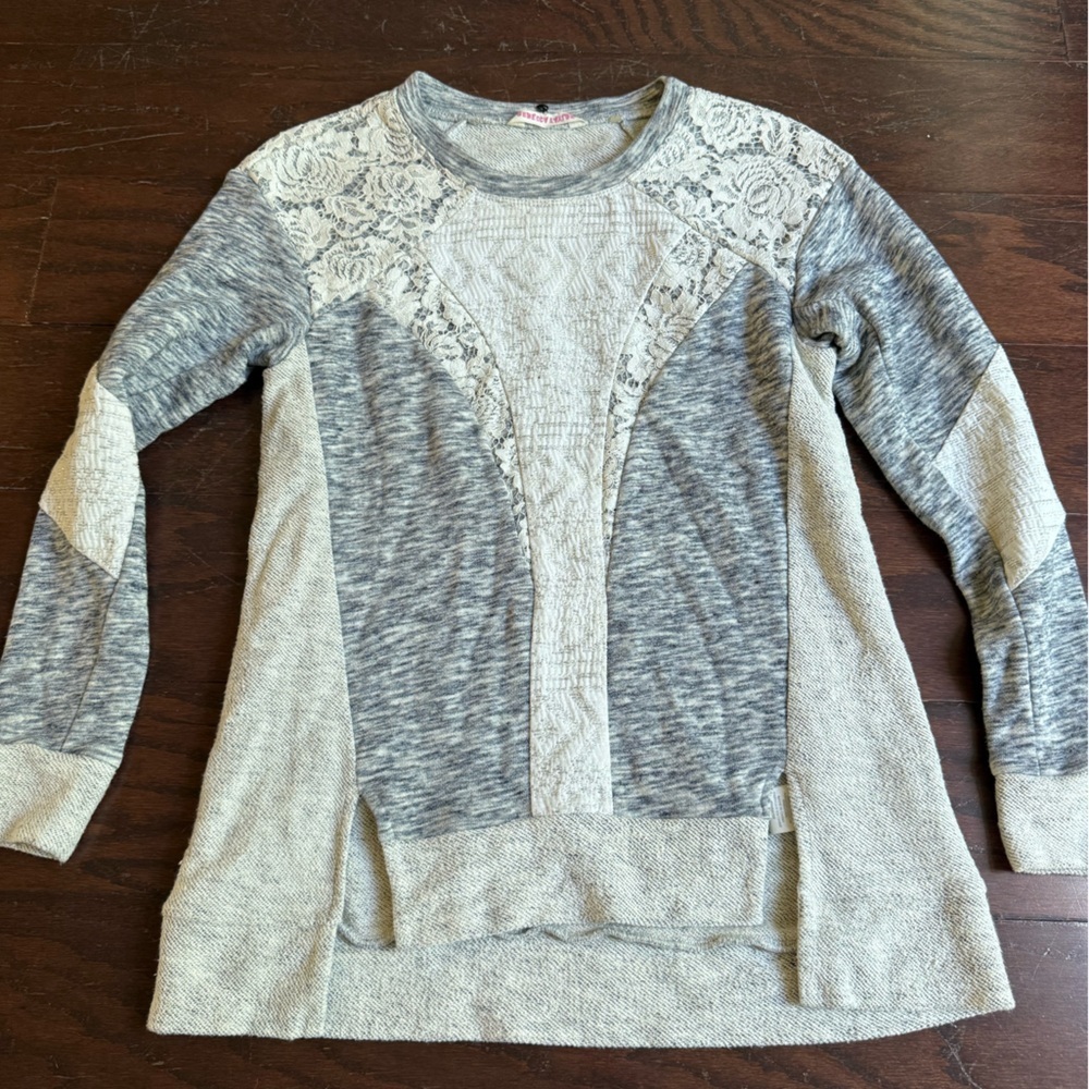 Rebecca Taylor Cream and Gray Knit Top